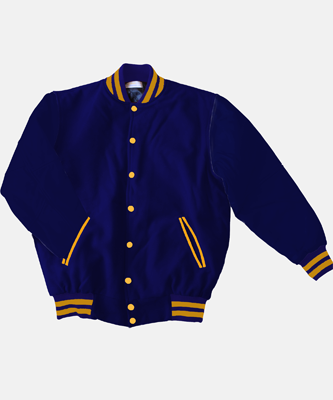 Jacketshop Jacket Navy Blue Wool Gold Leather Varsity Jacket